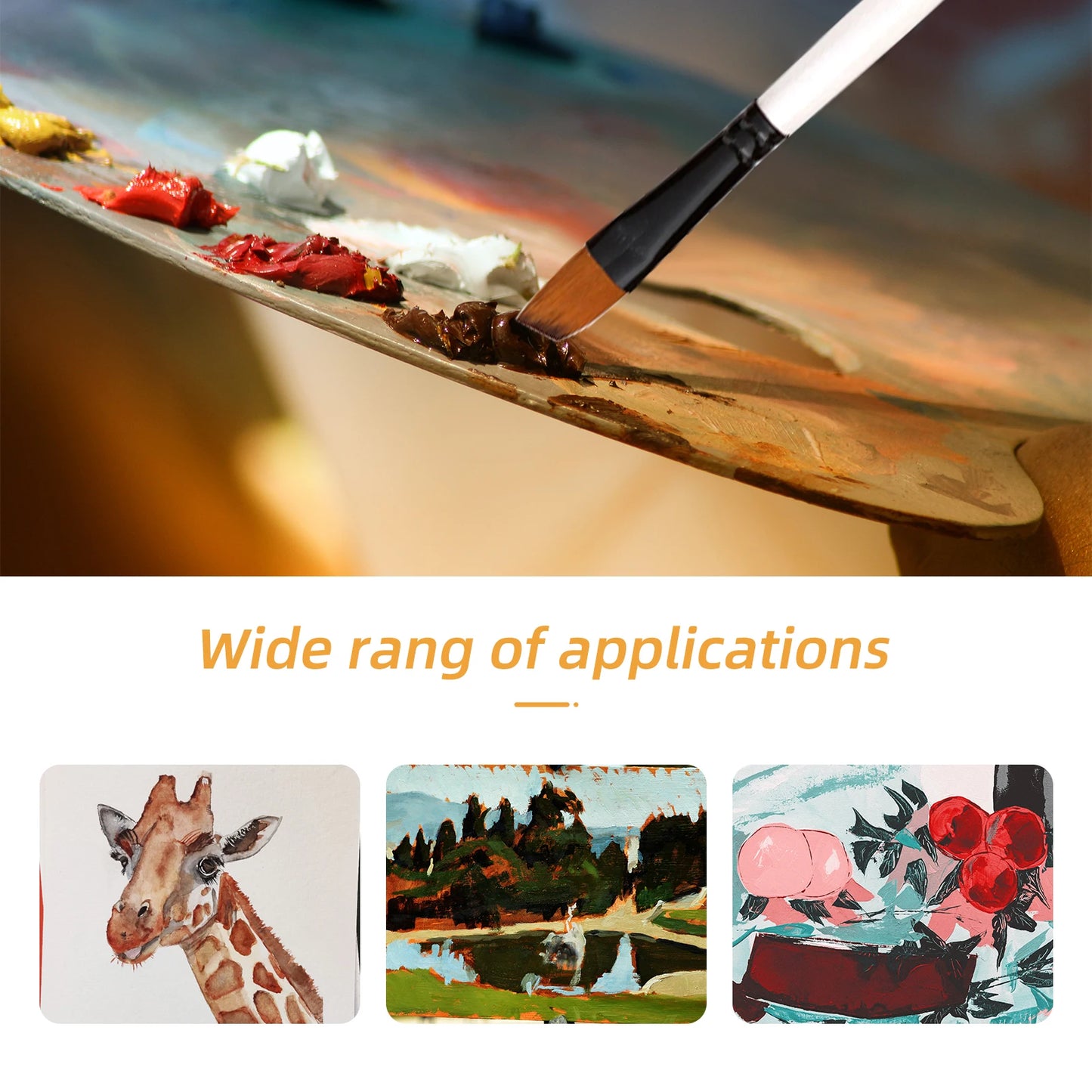 24pcs Draw Paint Brushes Set Kit Round with Nylon Hair