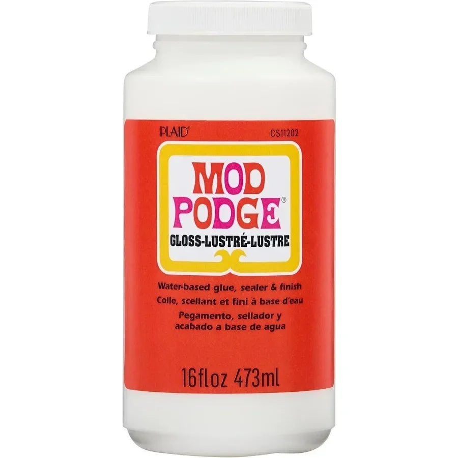 All-in-One Gloss Sealer & Glue Quick-Dry Non-Toxic - for Wood Paper Fabric Crafts DIY Scrapbooking & Art Projects