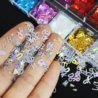 Holographic Letters Resin Sequins Fillers Epoxy Filling Crafts Materials Iridescent Glitter Flakes