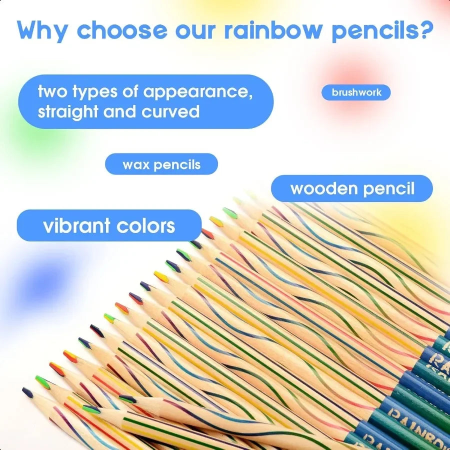 Rainbow Pencils 30 Pieces 4 in 1 Colored Pencils