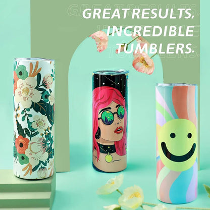 HTVRONT 8pcs Stainless 20 OZ Sublimation Tumblers Skinny Straight Blank DIY Mugs Cups with Sublimation Papers