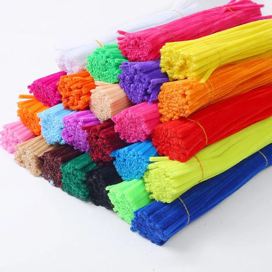 100pcs 30cm Chenille Stems Stick Cleaners Handmade Colorful Pipe
