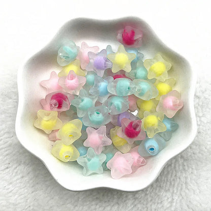 30pcs 12mm Matte Acrylic Five-pointed Star Loose Spacer Beads for Jewelry Making