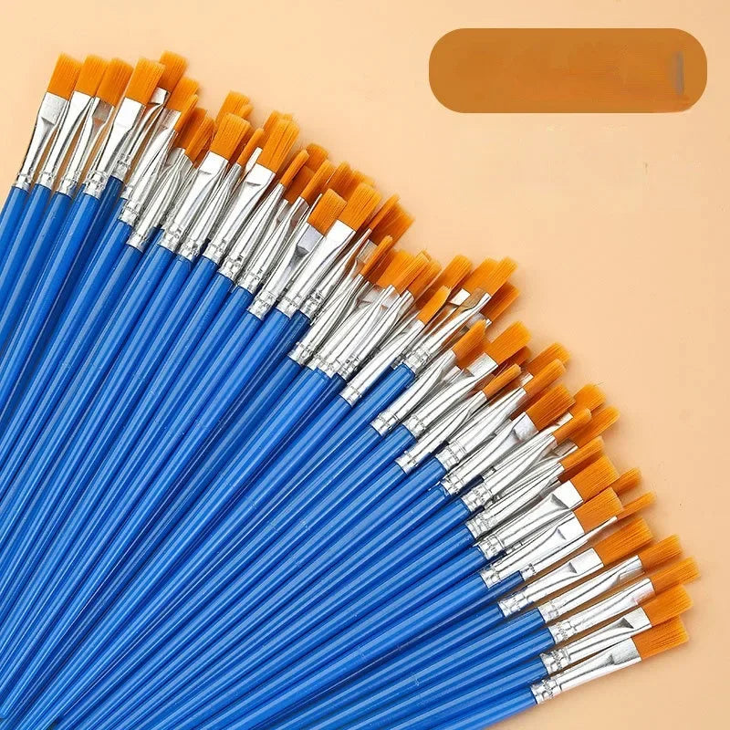 10/20/50Pcs Painting Brushes Set Art Round Flat Hair Nylon Hair