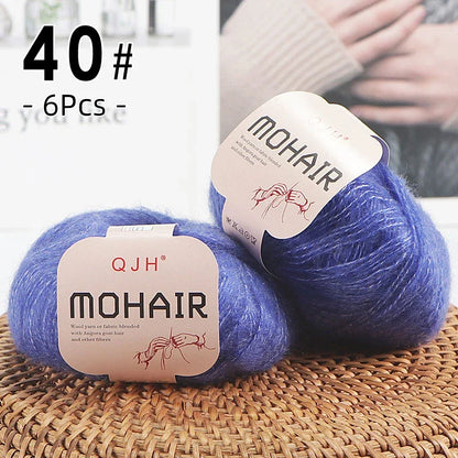 6pcs Soft Mohair Yarn Knitting Angora Yarn for DIY Knitting, Fluffy Lace for Sweater, Scarf, Shawl,25g/pcs