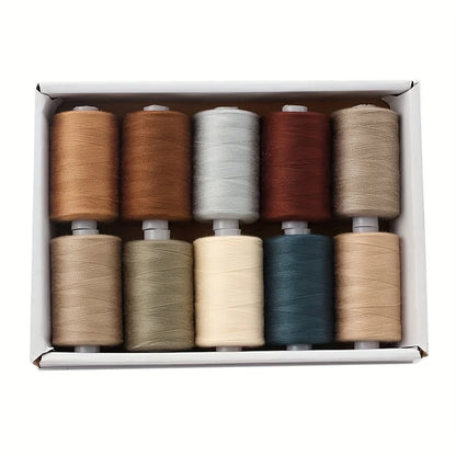 Sewing Thread - 10 Polyester Threads for Hand Stitching, Quilting & Sewing Machine - Set of 1000 yds Per Spool