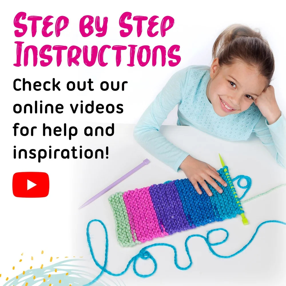 DIY Knitting Kit Kids Ages 9-12 Scarf Crafting 90 Yards Yarn