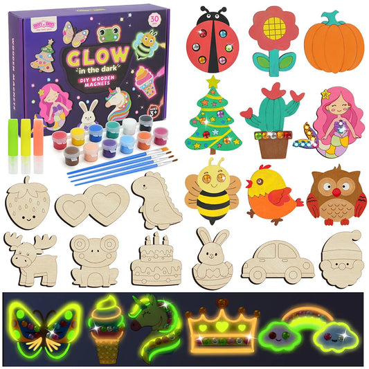 DIY Wooden Magnets Kit for Kids Glow in The Dark