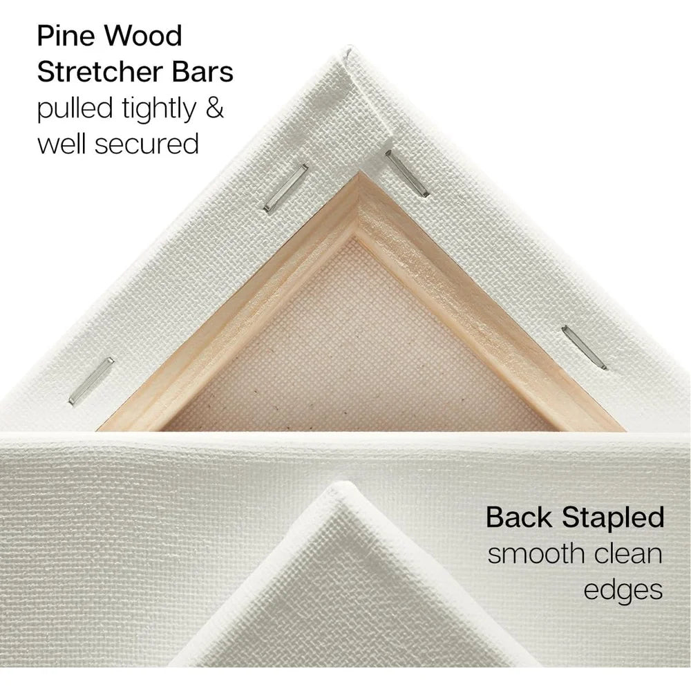 Large White 24x36 Stretched Artist Canvas 2 Pack Gesso Primed 100 Cotton Rectangular