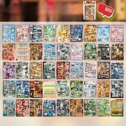 3 types of film cutting sticker books in a retro comic style, DIY planner scrapbook, creative and exquisite