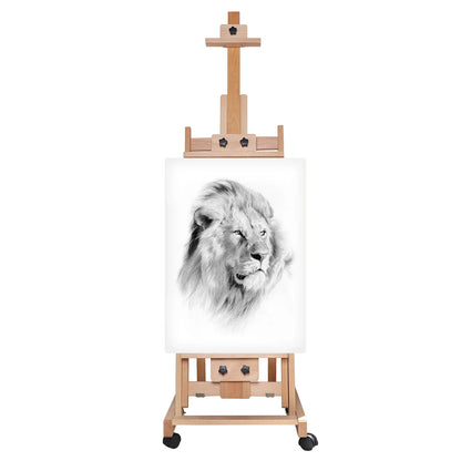 Sketch Easel Flat Standing Dual-Purpose, Large Heavy-Duty Studio Artist Easel H-Frame Wood