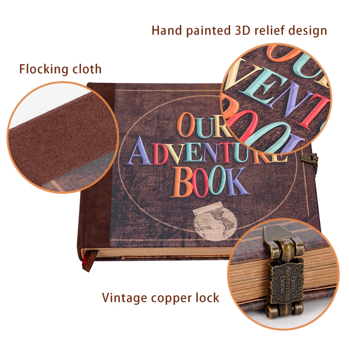 Our Adventure Book 146 Page DIY Handmade Photo Album Scrapbook Retro Kraft Album