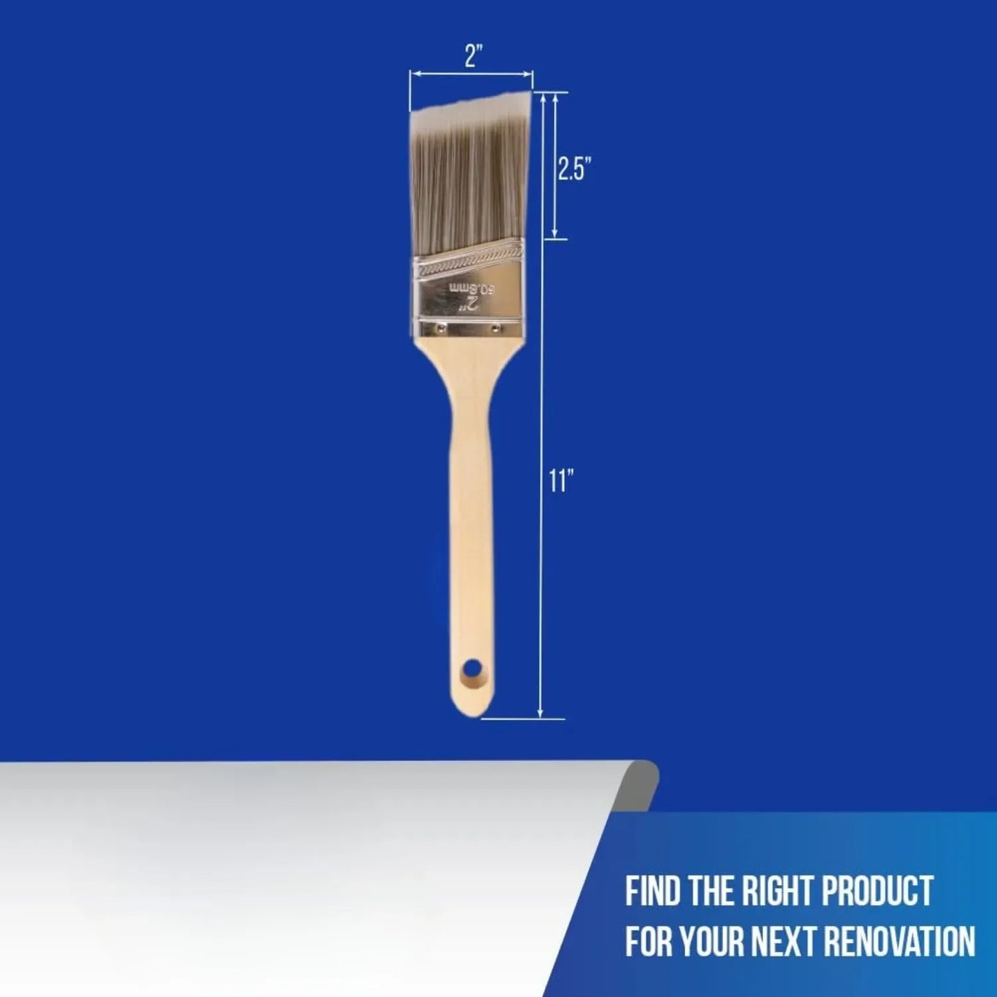 Paint Brush Set - 3-Pack - 2" Angle Brushes for All Latex and Oil Paints & Stains