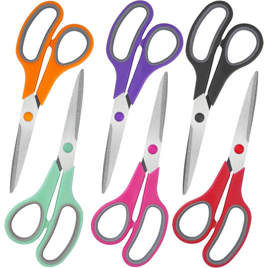 8" Scissors All Purpose 6 Pack - Comfort-Grip Sharp