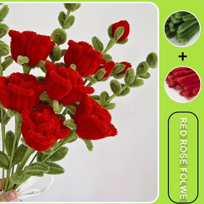 100pcs 30cm Chenille Stems Stick Cleaners Handmade Colorful Pipe