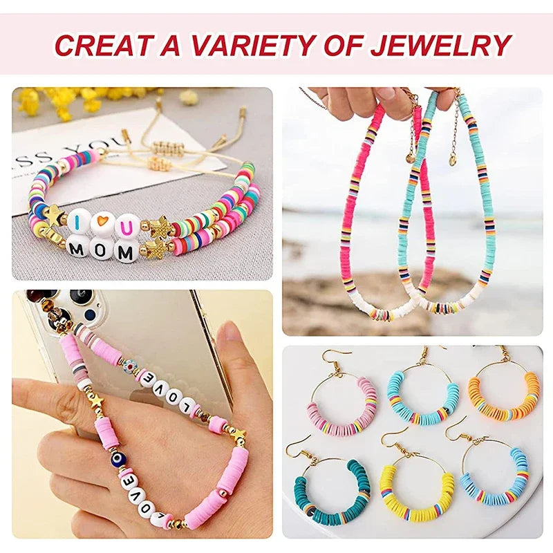 2 Box 24 Rainbow Color Clay Beads Bracelet Making Kit for Jewelry Making Letter Beads