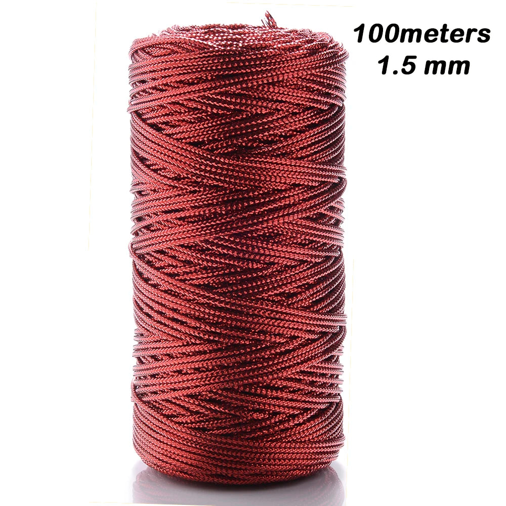 100m/Roll Golden Thread Silver Cord Packing Rope Ornament String For DIY Needlework 1.5mm