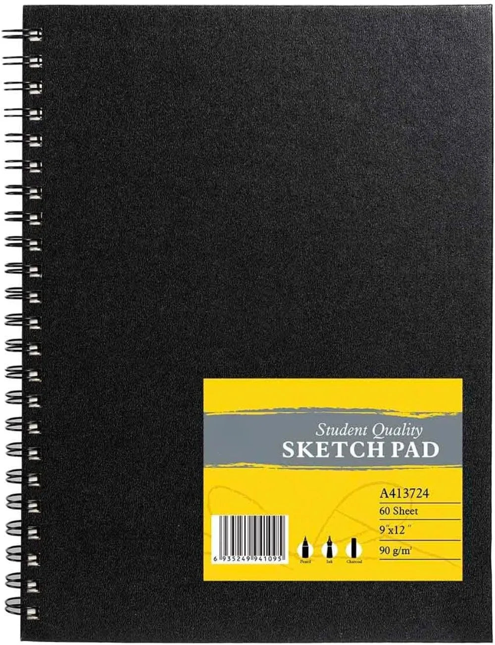 9"x12" double-sided hardcover sketchbook, 60 sheets, durable acid-free drawing paper