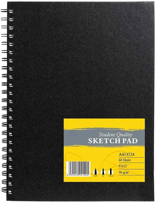 9"x12" double-sided hardcover sketchbook, 60 sheets, durable acid-free drawing paper