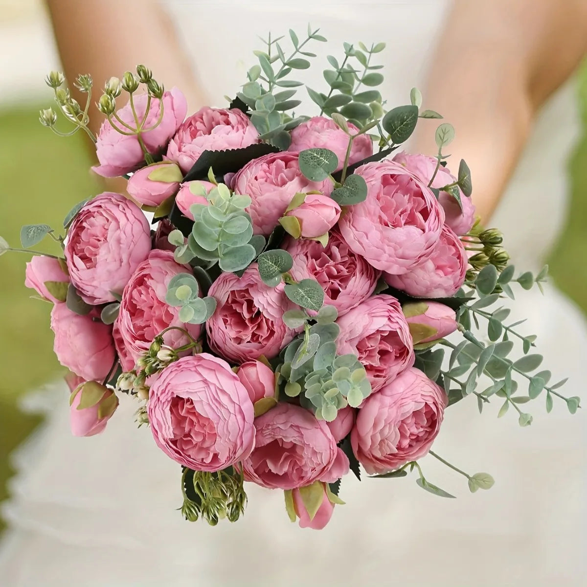 4 Bundles Peonies Artificial Flowers, 13.4in Silk Fake Flowers Bouquets