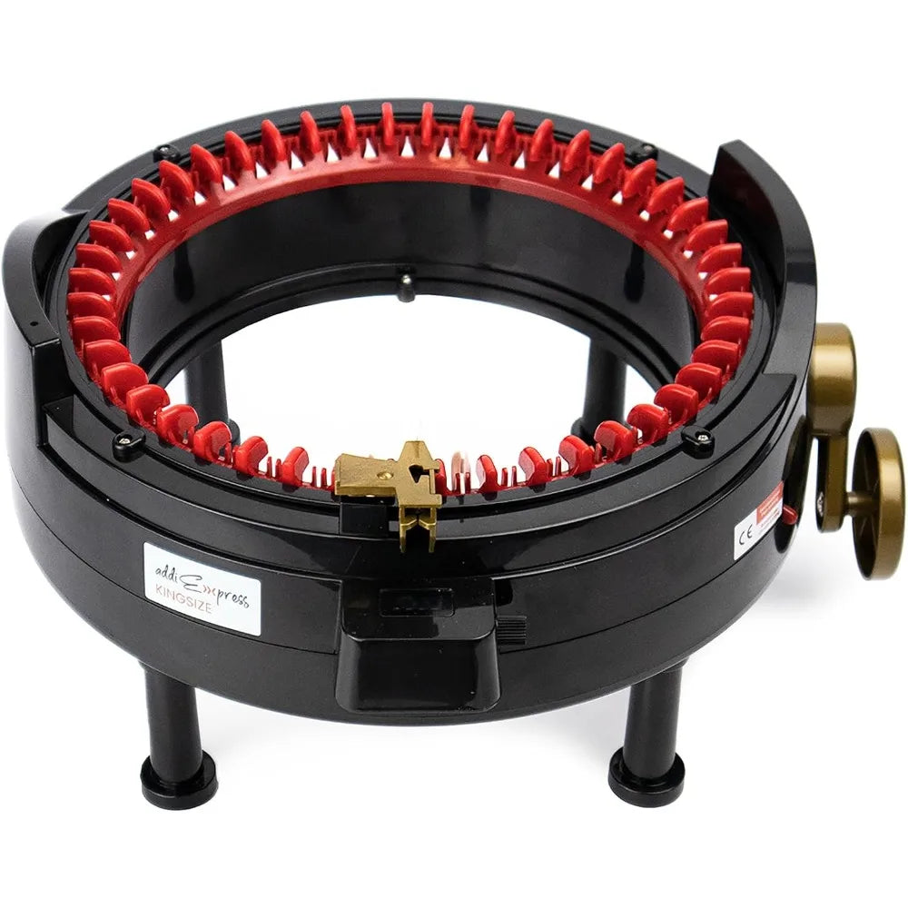 46 Needles Circle Knit Loom Machine with Row Counter and Hand Crank, Black, 17.7 Inch