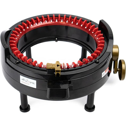 46 Needles Circle Knit Loom Machine with Row Counter and Hand Crank, Black, 17.7 Inch