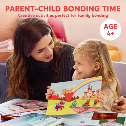 JOYFY Foil Art Kit Arts & Crafts Supplies Mess Free Coloring Foil Foam Stickers Creative