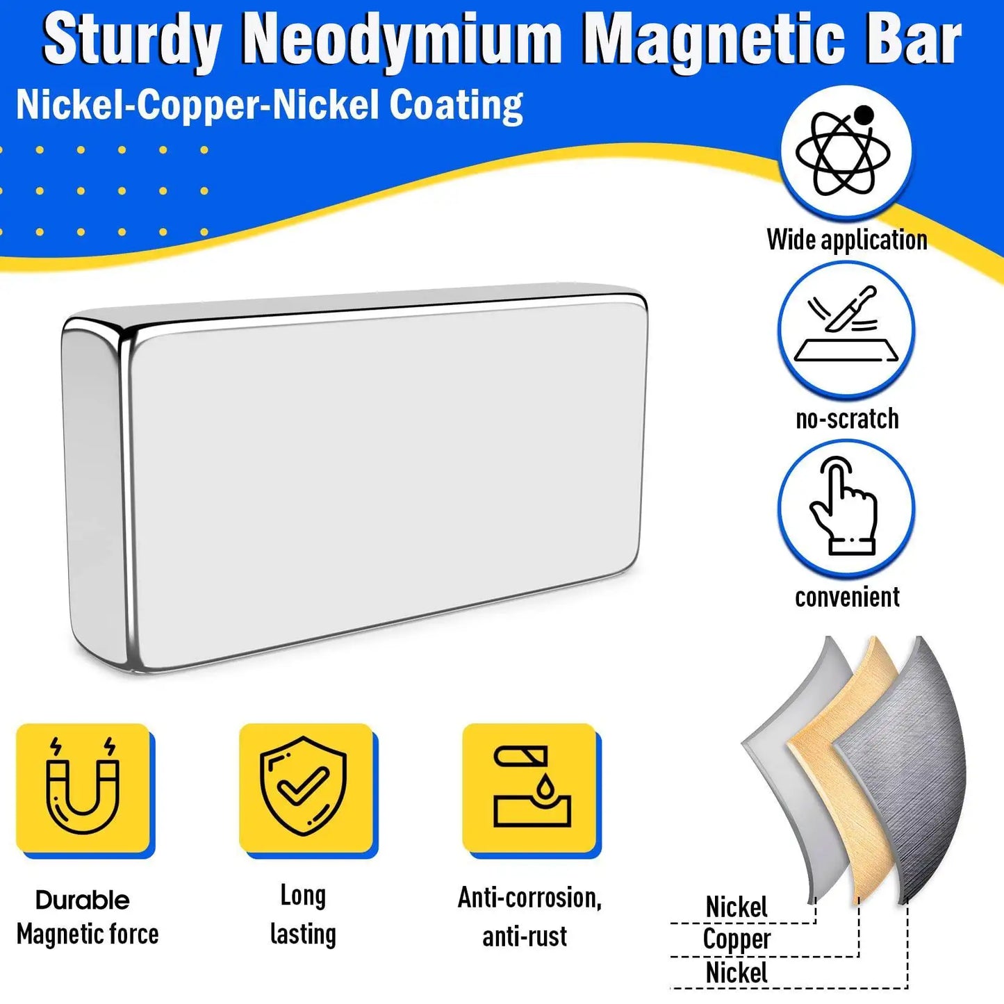 100/200/400/600 PCS Silver rectangular magnets with Double-Sided Adhesive