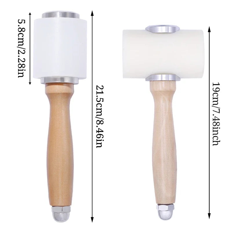 IMZAY 1Pc Professional Leather Carve Wood Handle Nylon Hammer Leathercraft Punch Printing Percussion
