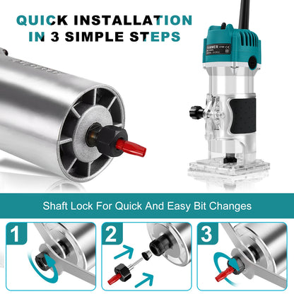 Electric Trimmer Wood Router Woodworking Milling Engraving Slotting Machine US 110V Linear guide rail