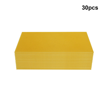30-Pack Natural Beeswax Hive Foundations Beekeeper's Starter Kit 7.68x16.34" Beekeeping Sheets for Increased Honey Production