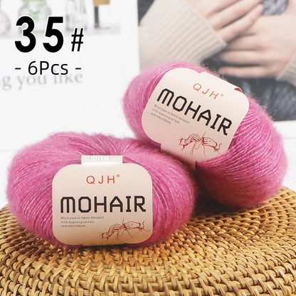 6pcs Soft Mohair Yarn Knitting Angora Yarn for DIY Knitting, Fluffy Lace for Sweater, Scarf, Shawl,25g/pcs