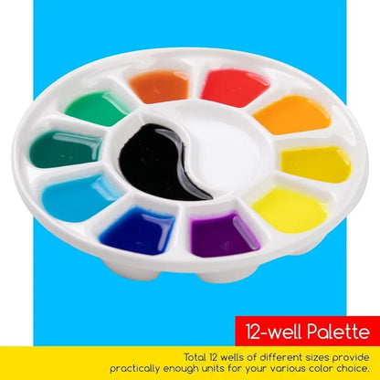 12 well round porcelain palette gouache, 7 inches