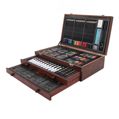 142PCS/set Painting Drawing Art Kit Set Portable Multifunctional Wood Box Set