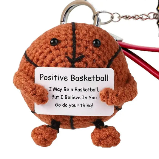 Positive Basketball Creative Handmade Wool Doll With Encouragement Card Knitted