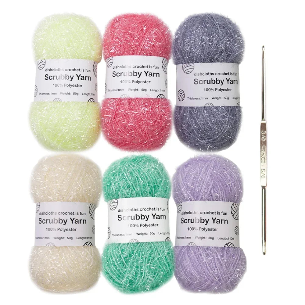 Scrubby Yarn for Scrubbies 6pcs Scrubbing Yarn Multi Colored Polyester for Dish Scrubber Crochet