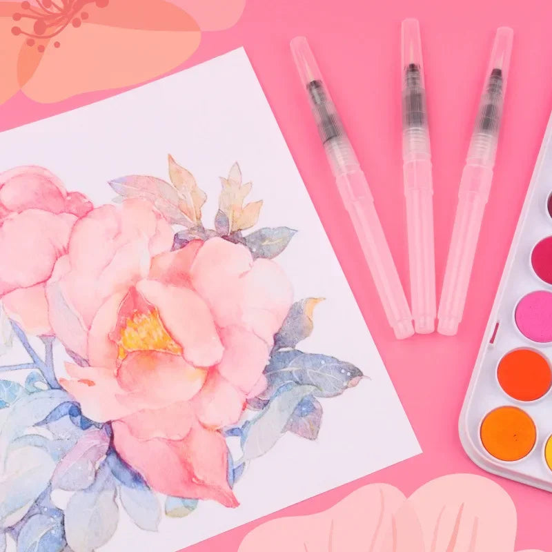 3/7pcs Watercolor Brush Pens Water Storage Function Painting Brushes For Watercolor
