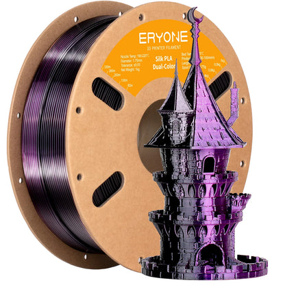 ERYONE PLA Silk Dual Color Premium Filament 3D Print, Diameter:1.75mm, Tolerance:+/-0.03mm,1KG/Spool