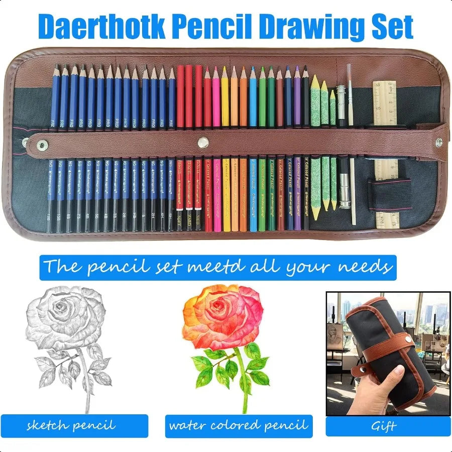 Drawing Pencils Sketching Kit Graphite Charcoal Colored Pencils