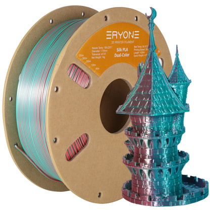 ERYONE PLA Silk Dual Color Premium Filament 3D Print, Diameter:1.75mm, Tolerance:+/-0.03mm,1KG/Spool