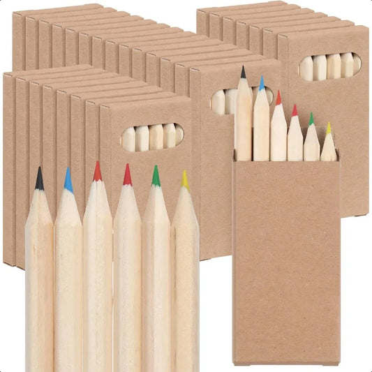 Ctosree 50 Packs Mini Colored Pencils Bulk 3.5 Inch in Kraft Boxes