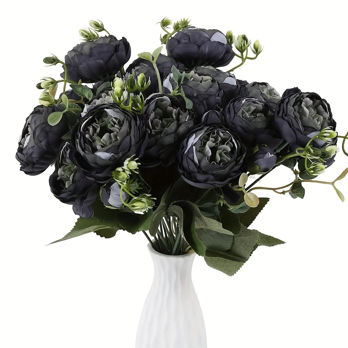 4 Bundles Peonies Artificial Flowers, 13.4in Silk Fake Flowers Bouquets