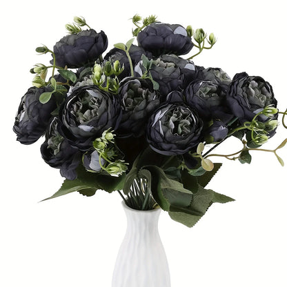 4 Bundles Peonies Artificial Flowers, 13.4in Silk Fake Flowers Bouquets