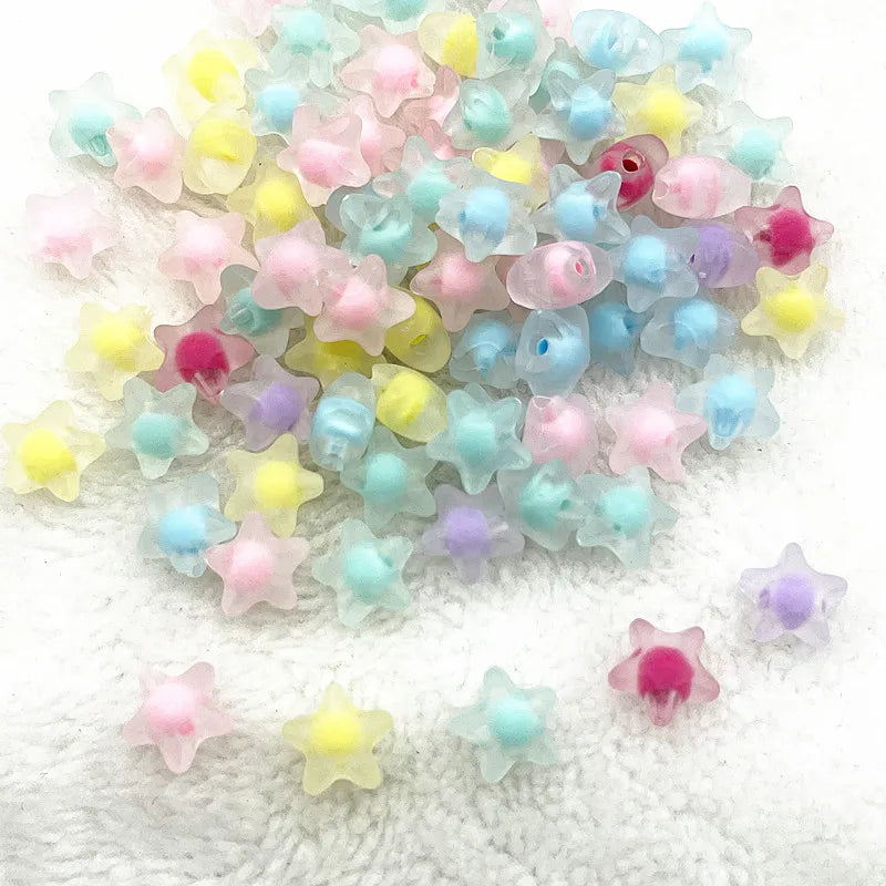 30pcs 12mm Matte Acrylic Five-pointed Star Loose Spacer Beads for Jewelry Making