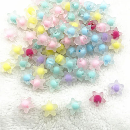 30pcs 12mm Matte Acrylic Five-pointed Star Loose Spacer Beads for Jewelry Making