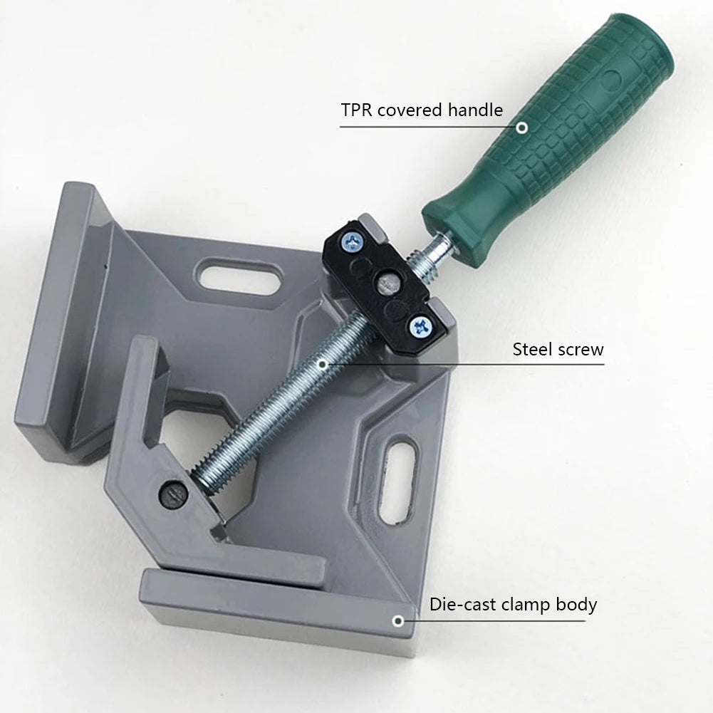 90 Degree Clip Aluminum Alloy Angle Clamp Single Handle Adjustable Swing Jaw for Welding Woodworking Photo Frame