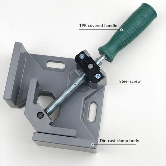 90 Degree Clip Aluminum Alloy Angle Clamp Single Handle Adjustable Swing Jaw for Welding Woodworking Photo Frame