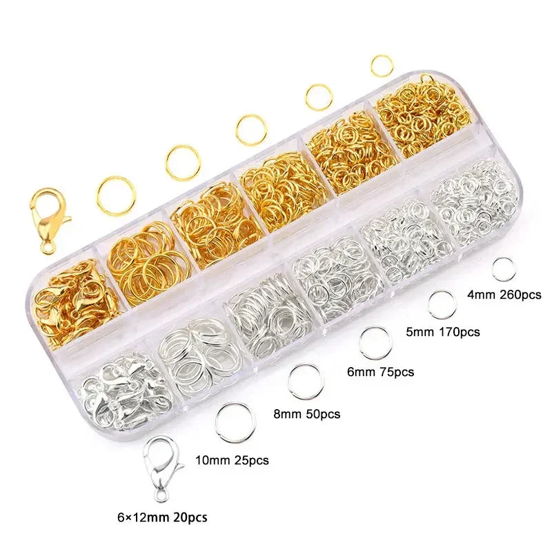 Zinc Alloy Open Jump Rings Lobster Clasps Bracelet Necklace Chain Accessories Kits