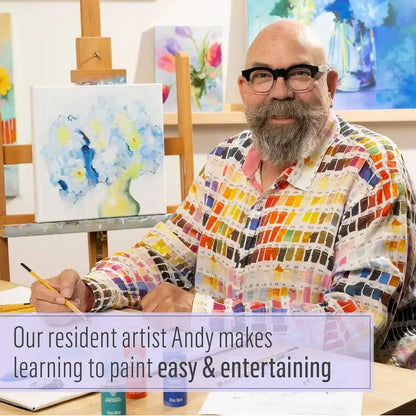 FolkArt Art Talk with Andy Beginner Kit, 27 Pc Set with 17 Acrylic Craft Paints, and 10 Brushes