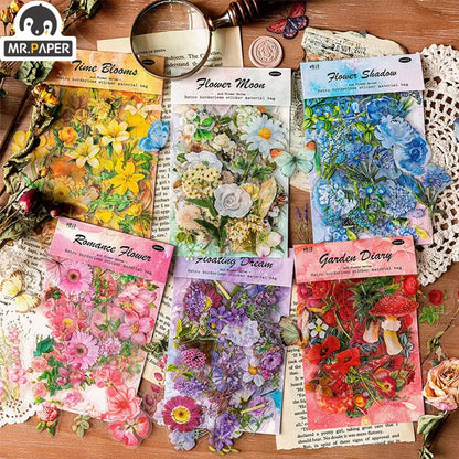 Mr Paper 100pcs/bag Say It With Flowers Series Vintage Stationary Stickers 6Styles
